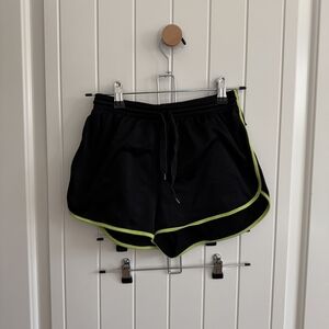 Black Women's Shorts with Neon Green Trim